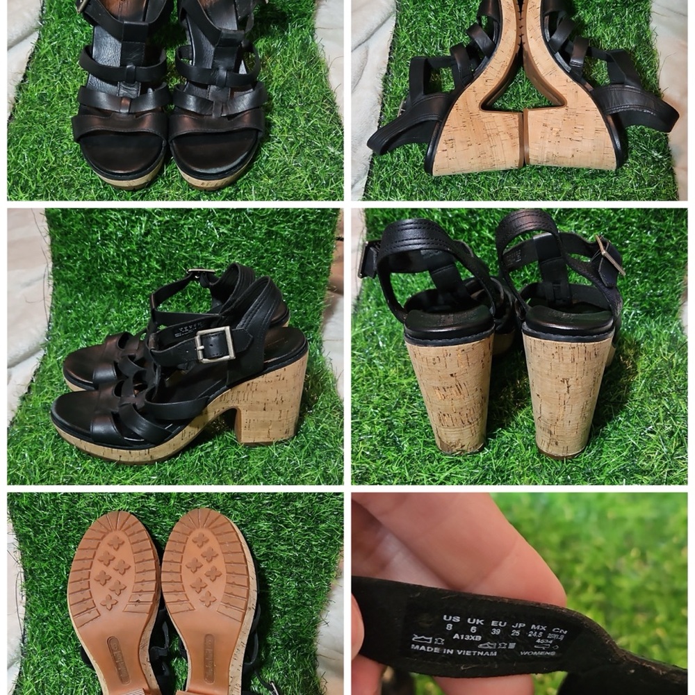 Timberland Black Cork Platform Sandals